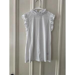LA Made white high neck ruffle tank top S